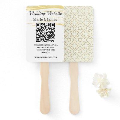 Wedding Website Add Name QR Code Minimalist Photo  Hand Fan