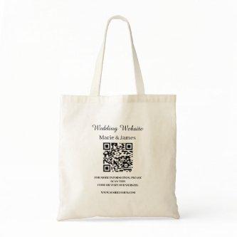 Wedding Website Add Name QR Code Minimalist Photo  Tote Bag