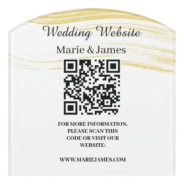 Wedding Website Add Name Site QR Code Minimalist   Door Sign