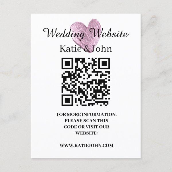 Wedding Website Add Name Text QR Code Minimalist   Postcard