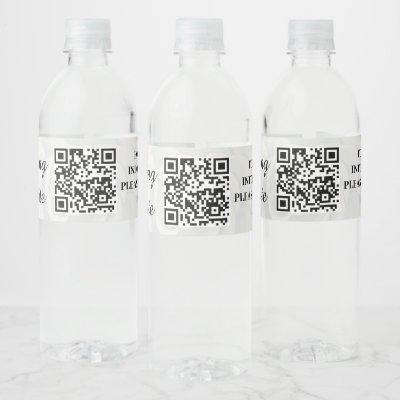 Wedding Website Add Site Name QR Code Minimalist W Water Bottle Label