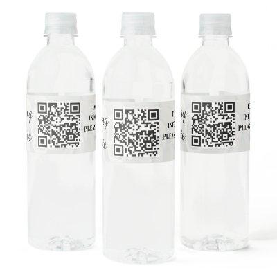 Wedding Website Add Site Name QR Code Minimalist W Water Bottle Label