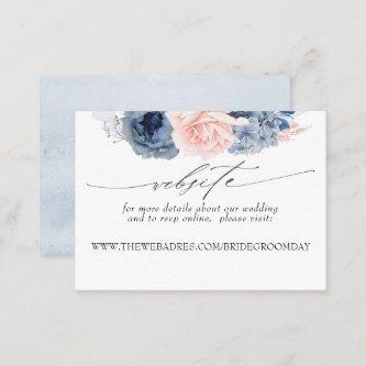 Wedding Website Dusty Blue and Pink Flowers