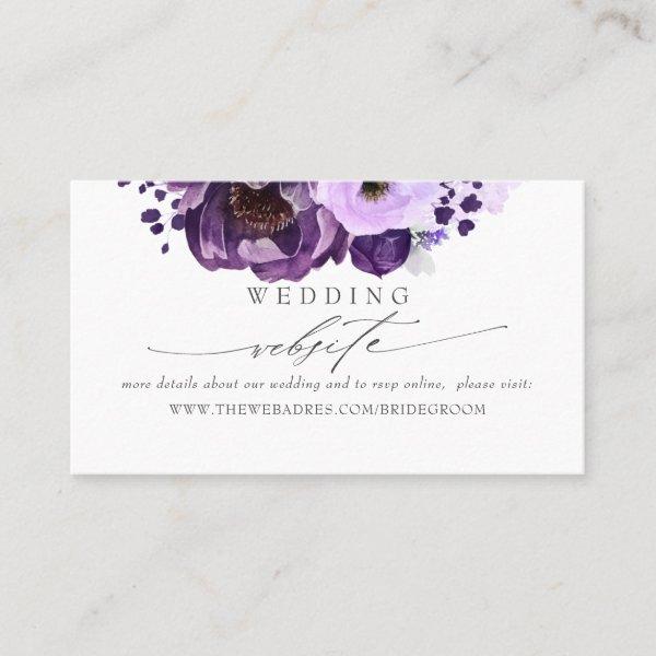 Wedding Website Eggplant Purple Flowers
