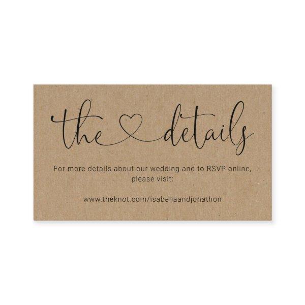 Wedding Website Enclosure Card - Rustic Kraft