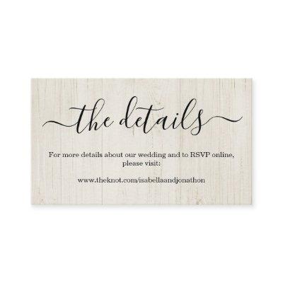Wedding Website Enclosure Card - Rustic Wood