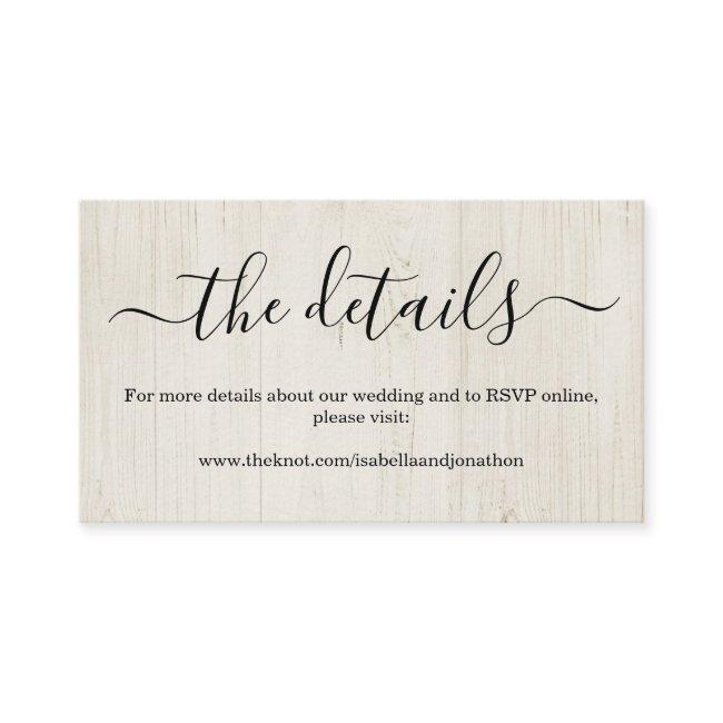 Wedding Website Enclosure Card - Rustic Wood