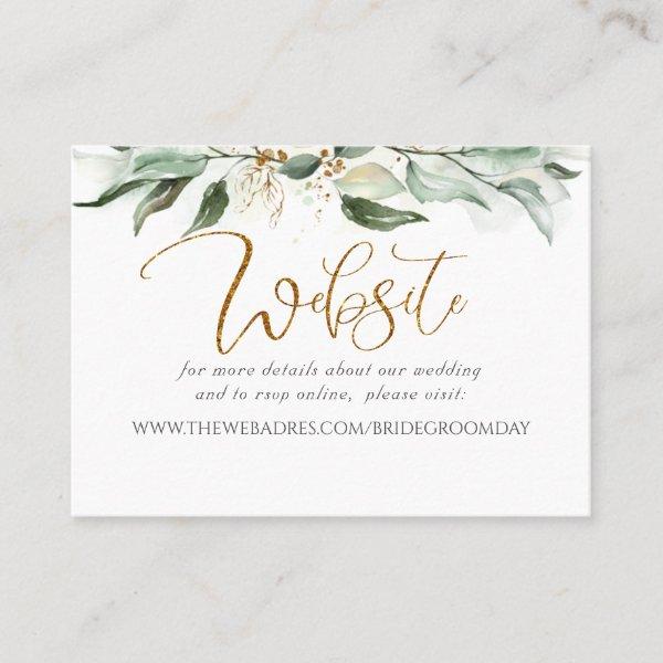 Wedding Website Gold Greenery