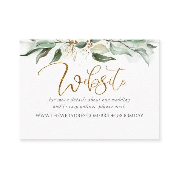 Wedding Website Gold Greenery