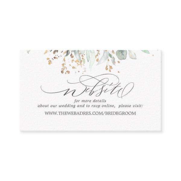 Wedding Website Gold Leaves Greenery