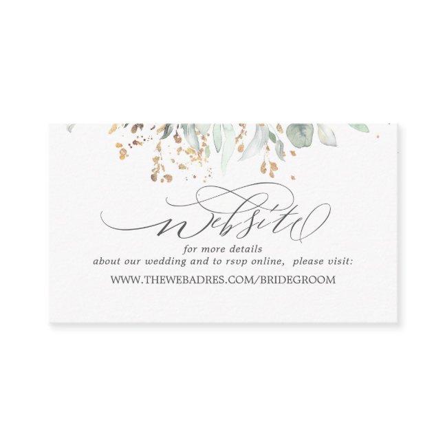 Wedding Website Gold Leaves Greenery