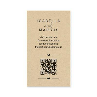 Wedding Website QR Code - Registry Details RSVP Enclosure Card