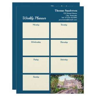 Weekly Planner Stone Bridge England Watercolor Letterhead