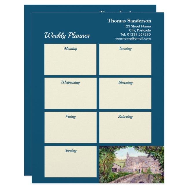 Weekly Planner Stone Bridge England Watercolor Letterhead