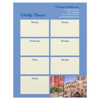 Weekly Planner Venice Italy Pen Wash Watercolor Letterhead