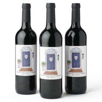 Welcome Home Door Custom Real Estate Wine Label