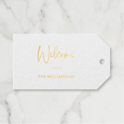 Welcome | Stylish Calligraphy Personalized Gold Foil Gift Tags