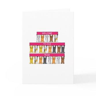 Welcome to Our Team Cartoon Cats Card