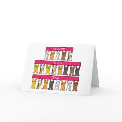 Welcome to Our Team Cartoon Cats Card