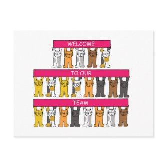 Welcome to Our Team Cartoon Cats Postcard