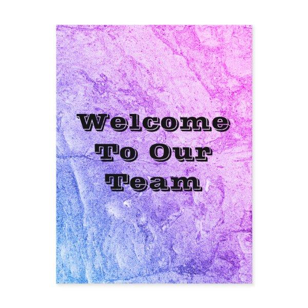Welcome To Our Team Marbled Blue Pink Office Postcard