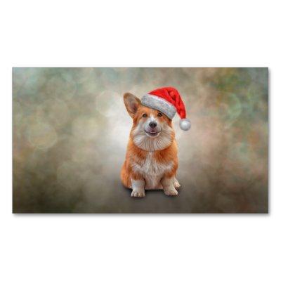 Welsh Corgi in red hat of Santa Claus  Magnet