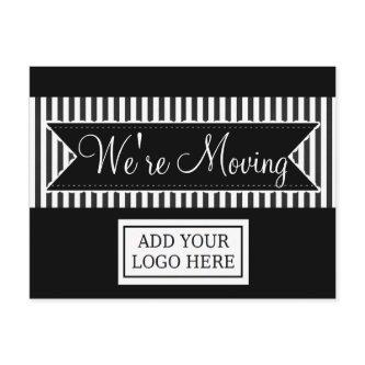 We're Moving Black Striped Notification Postcards