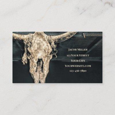 Western Country Beige Gray Rustic Bull Cow Skull
