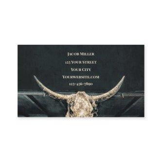 Western Country Beige Gray Rustic Bull Cow Skull
