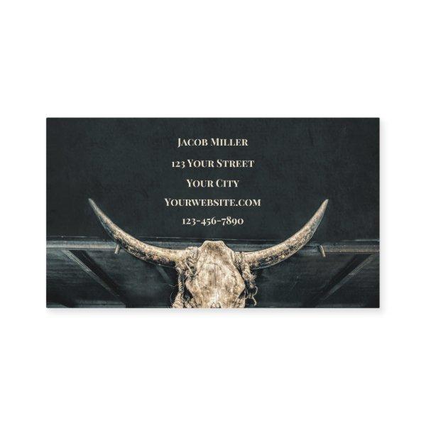 Western Country Beige Gray Rustic Bull Cow Skull