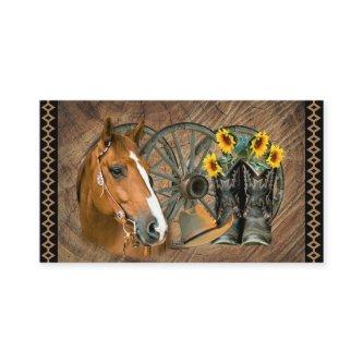 Western Horse Cowboy Boots Cowboy Hat Wagon Wheel