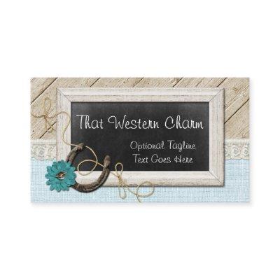 Western Horseshoe Country Chalkboard & Rustic Wood