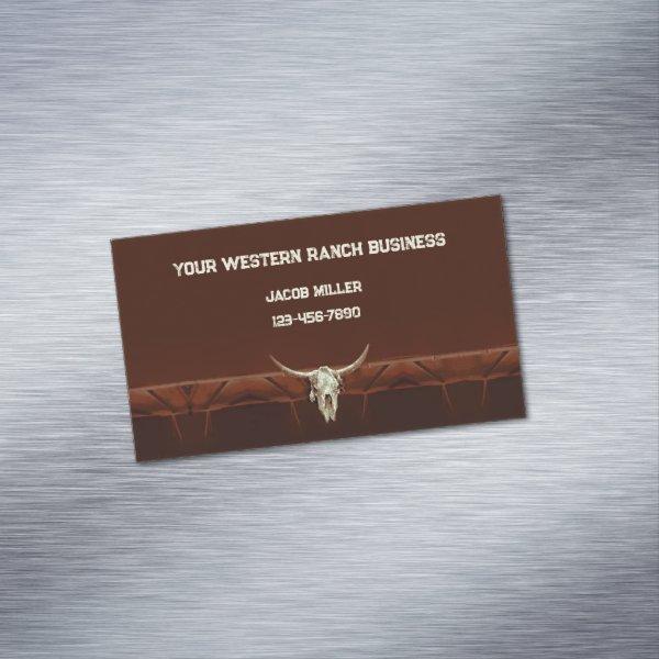 Western Rustic Brown Bull Skull Country Rodeo  Magnet