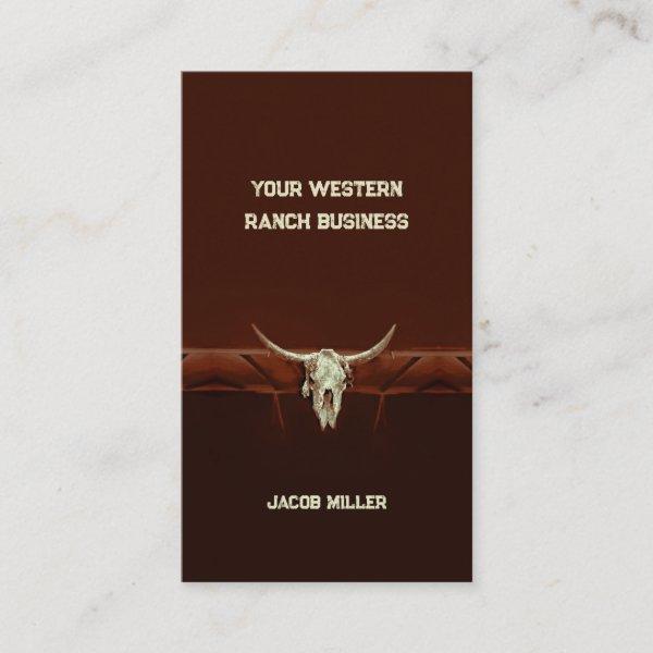 Western Rustic Bull Skull Brown Country Rodeo