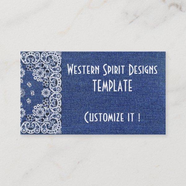 Western style Dark Blue Denim Biz Cards