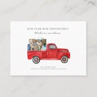 We've Moved Address Change Red Truck Moving Card