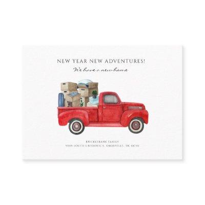 We've Moved Address Change Red Truck Moving Card