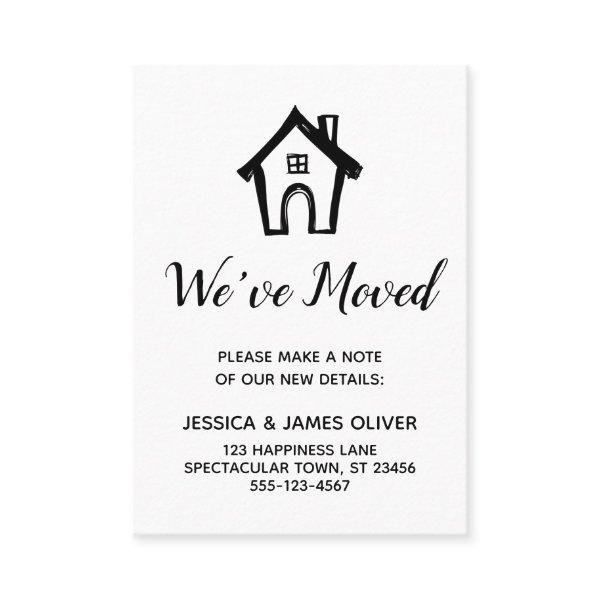 "We've Moved" Black and White Card w/ Little House