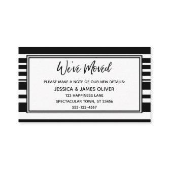 "We've Moved" Handwriting w/ Horizontal Stripes