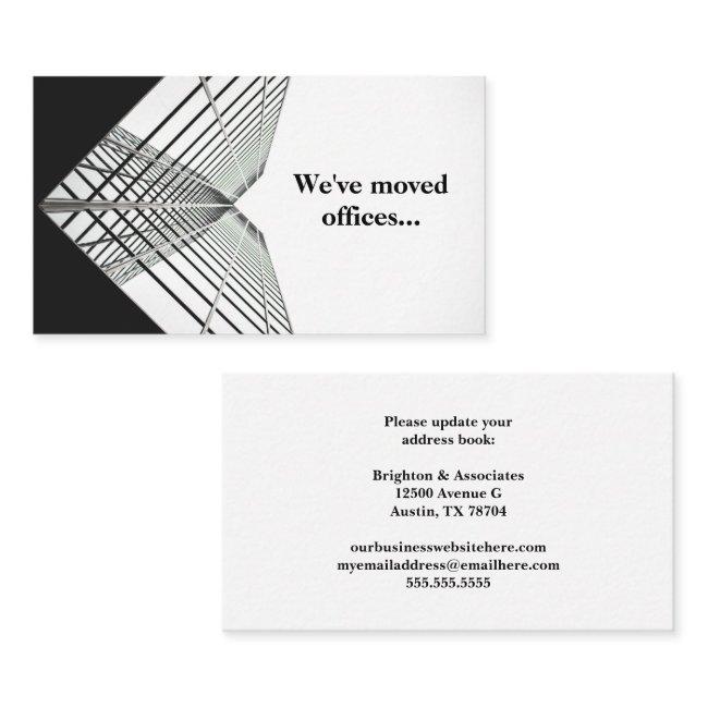 We've Moved Offices Black White Moving