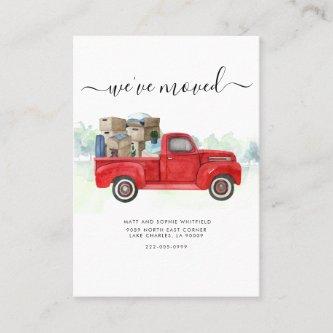 We've Moved Vintage Red Truck Moving Announcement