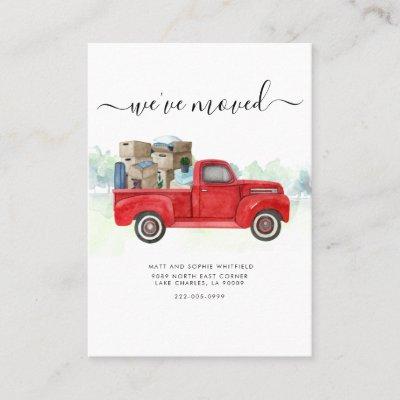 We've Moved Vintage Red Truck Moving Announcement