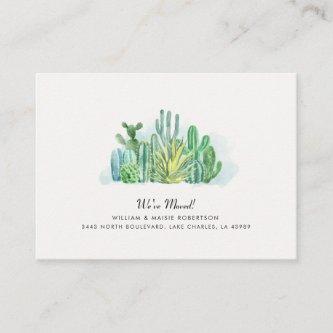 We've Moved Watercolor Cacti Moving Announcement