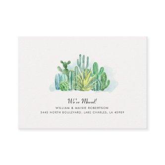 We've Moved Watercolor Cacti Moving Announcement