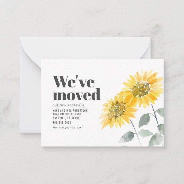 We've Moved Watercolor Sunflower Moving Note Card