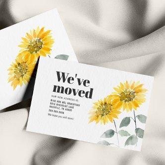 We've Moved Watercolor Sunflower Moving Note Card