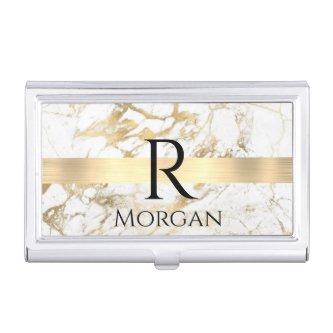 Wh & Gold Marble Gold Bar, DIY Black Name Monogram  Case