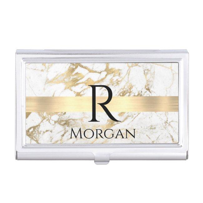 Wh & Gold Marble Gold Bar, DIY Black Name Monogram Case