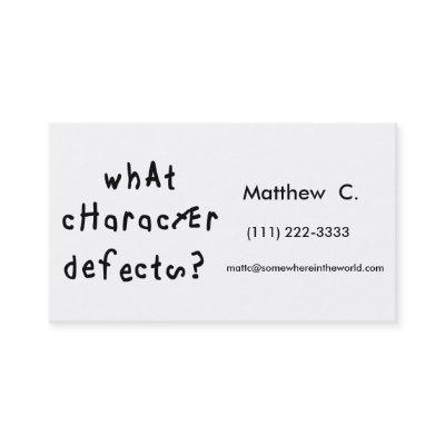 What Character Defects Calling Card