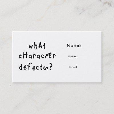 What Character Defects Calling Card